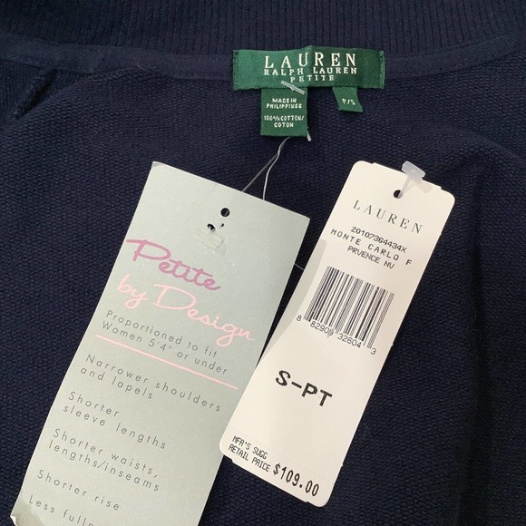 Ralph Lauren Womens Petite Casual Jacket Snap Up Navy Blue sz PS - Picture 8 of 9